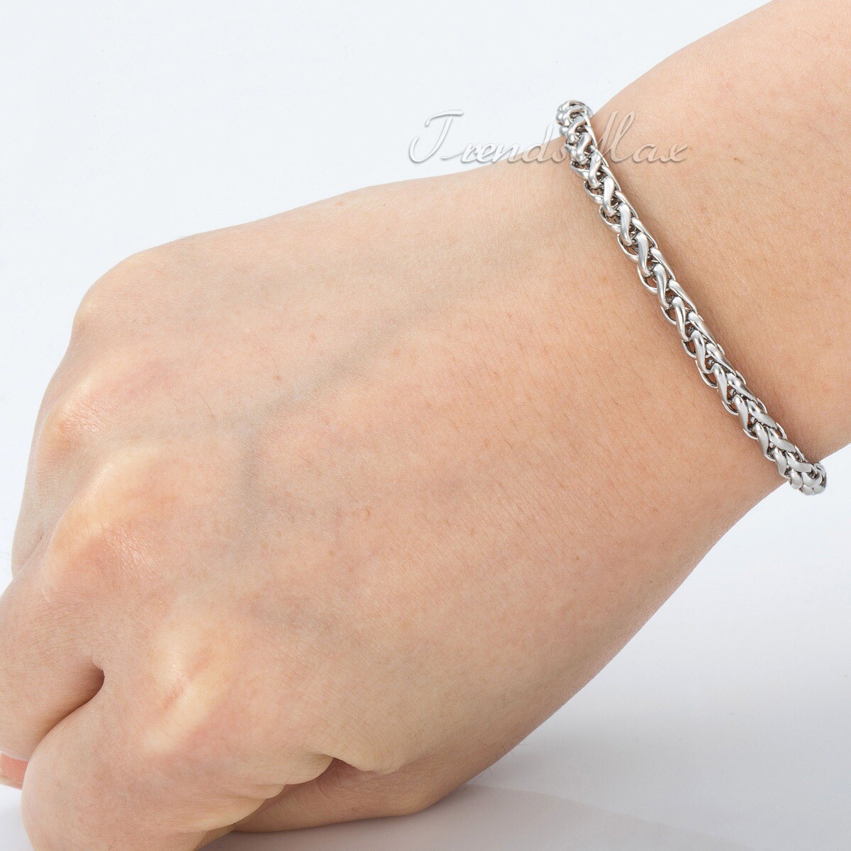 3/3.5/4/6/8/10MM Braided Wheat Spiga Chain Bracelet Silver Stainless Steel Link