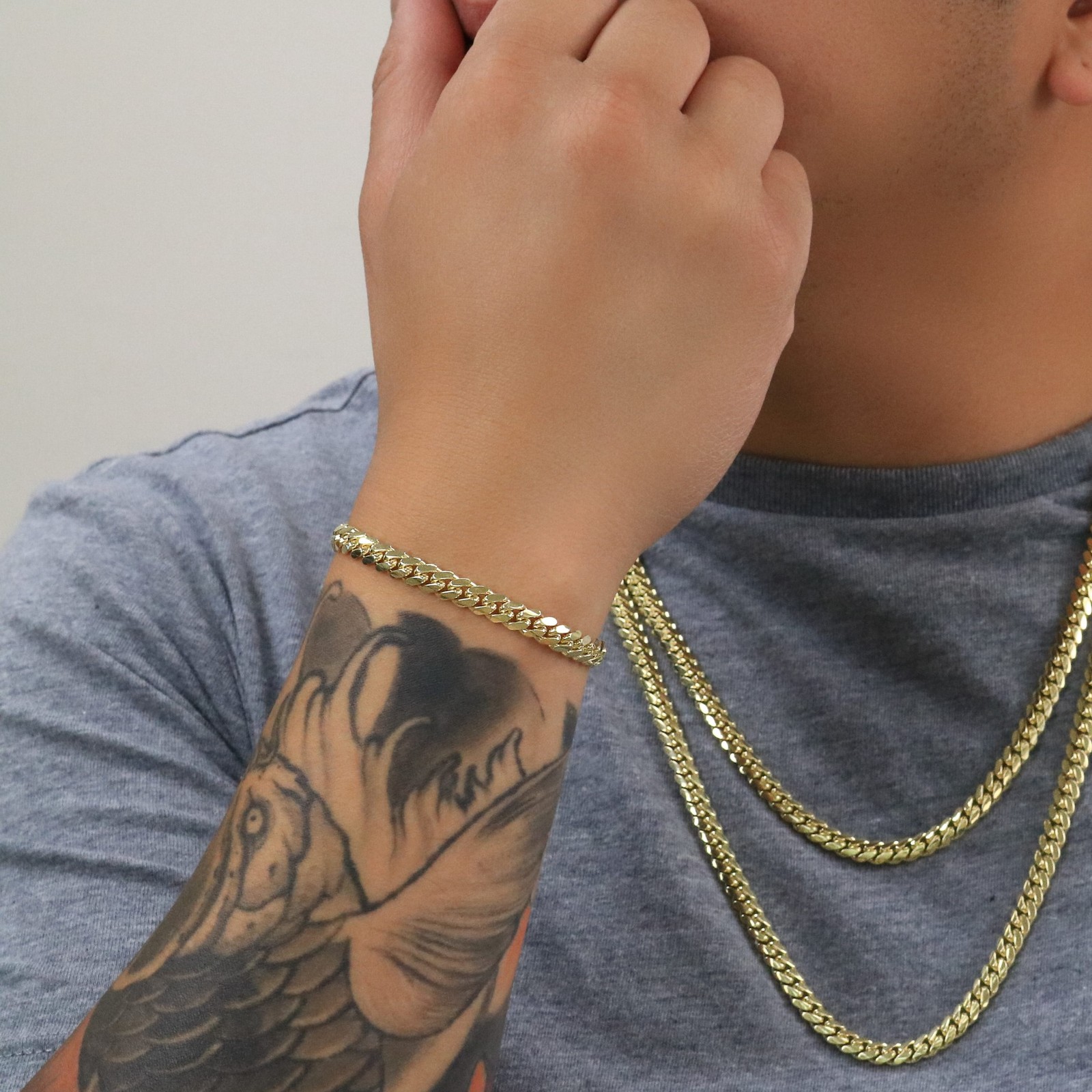 14K Yellow Gold Solid 6mm Miami Cuban Link Chain Bracelet Men 7″ 7.5″ 8″ 8.5″ 9″