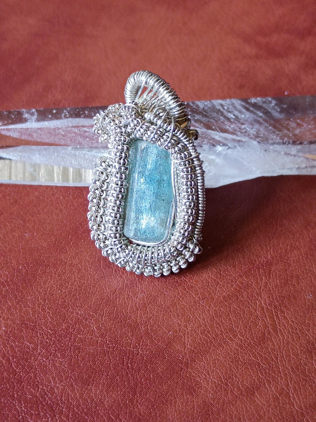 Nigerian Emerald Handcrafted Wire Wrapped Pendant Sterling Silver Natural