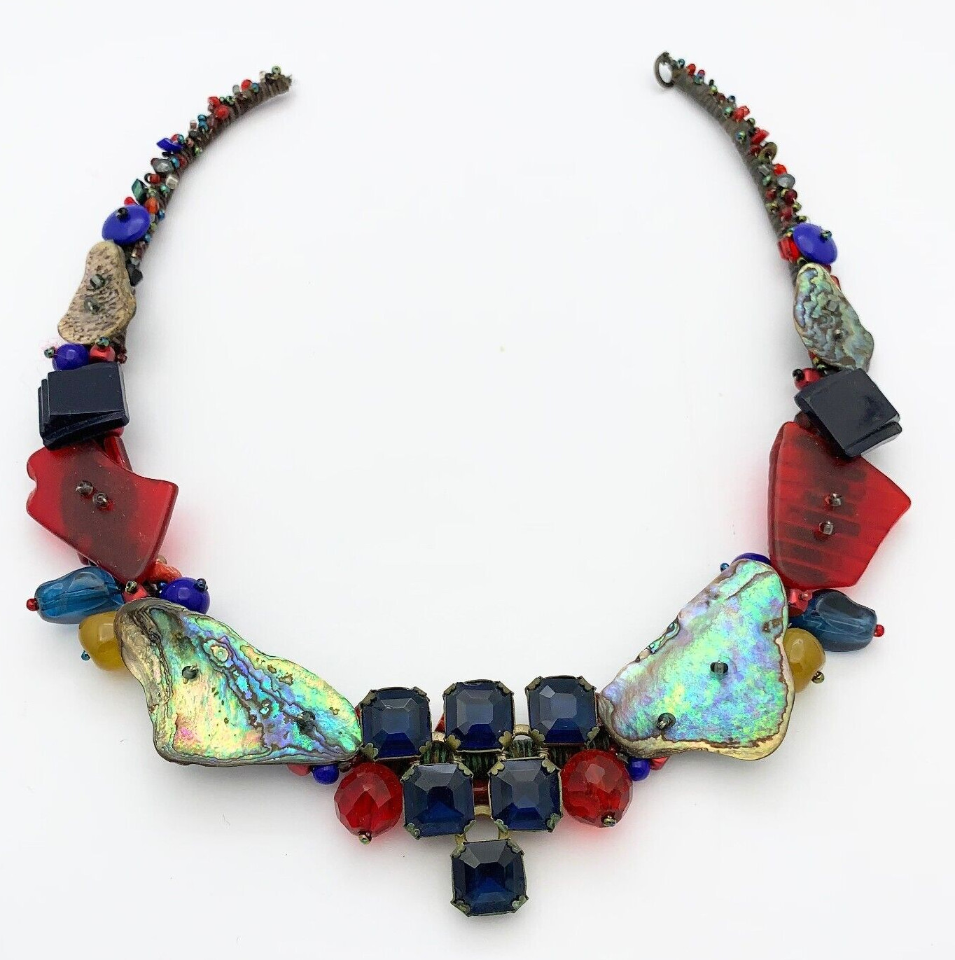 ARTISAN UNIQUE MIXED MEDIA 15 INCH COLLAR NECKLACE