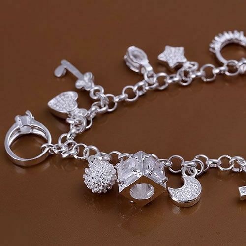 925 Sterling Silver Charm Bracelet – US SELLER – FAST FREE US SHIPPING –