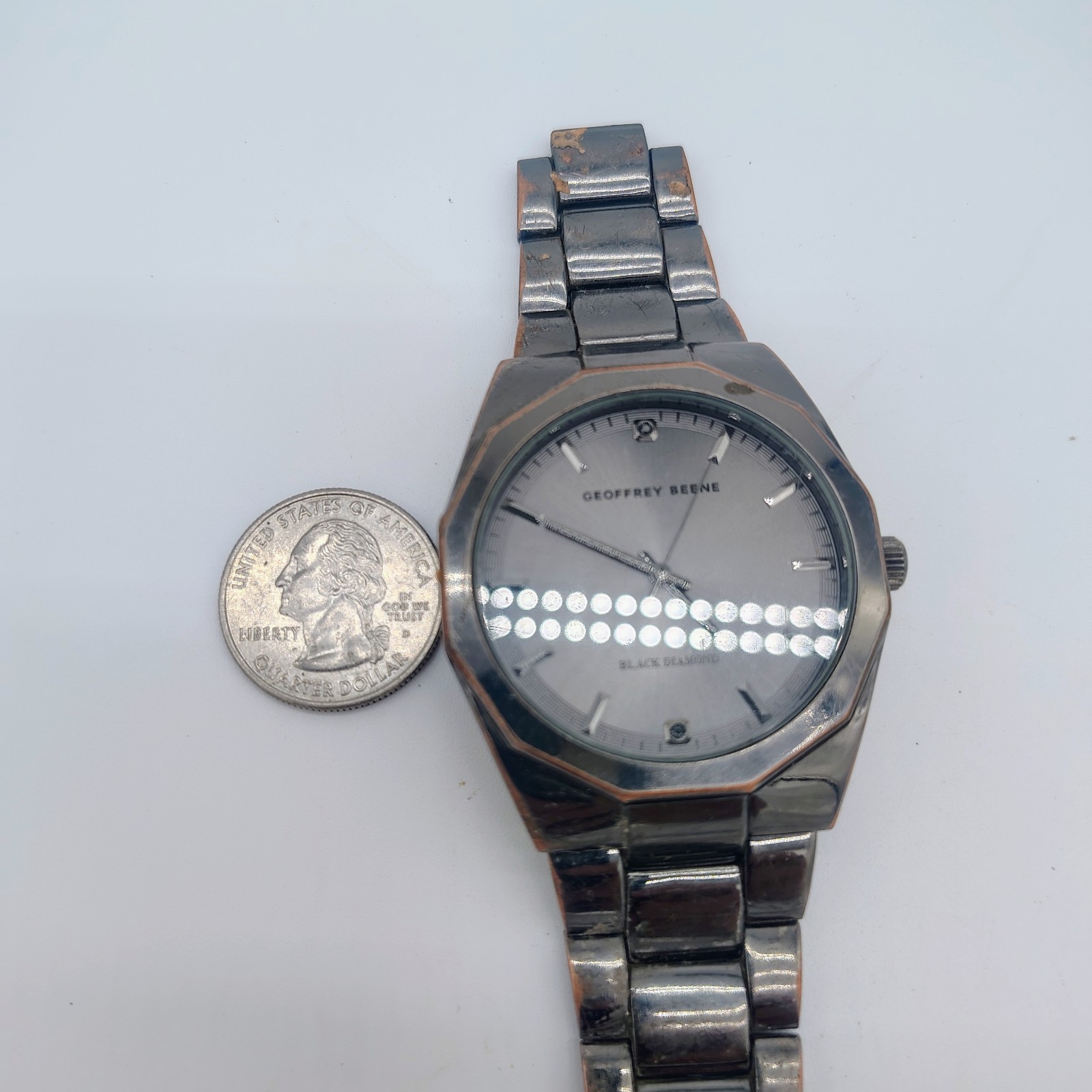 Geoffrey Beene Black Diamond Men’s Quartz Watch Read Description