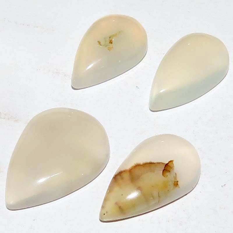 Natural Scenic Dendritic Agate Pear Cabochon 4 Pcs Lot Cabochon 63.00Cts stones