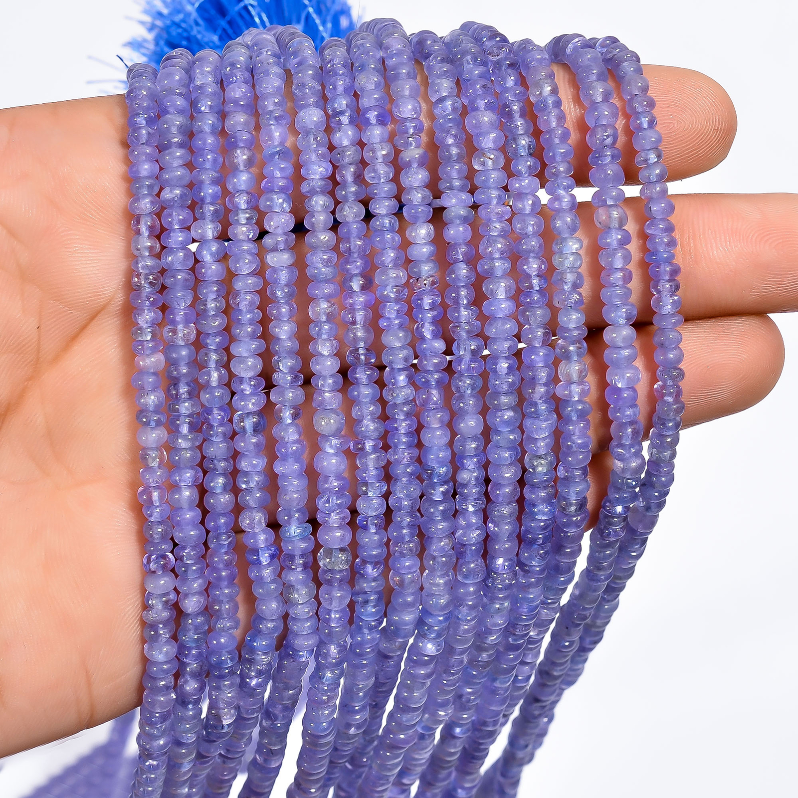 Natural Tanzanite Gemstone Rondelle Shape Smooth Beads 4 mm Strand 7.5″ EB-714