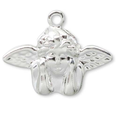 Lot of 8 Angel With Wings Drop Charms Silver Plated Over Brass Base Metal