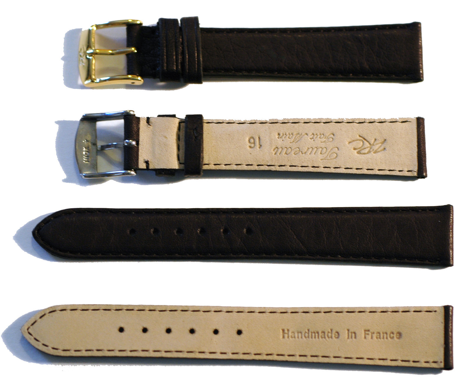 Miura Bull Leather Watch Band, Silver or Gold Buckle, Black or Brown