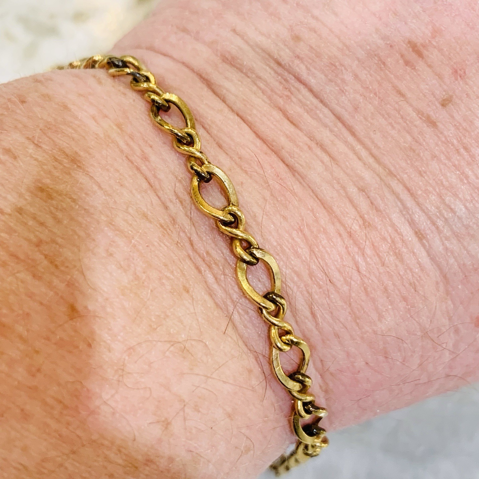 VTG Chain Bracelet 12k Gold Filled 1/20 Charm Link 6mm Spring Ring 4.6gr 7.5”