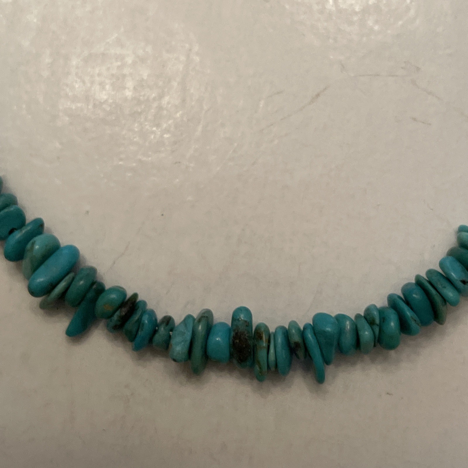 Turquoise Chip Necklace Sterling Silver 18 To 20 Inches Long Nugget Chips