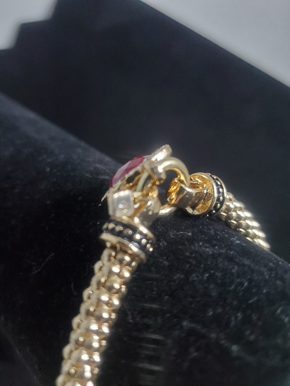 Nine West Gold Tone Stretchy Red Gem Bracelet