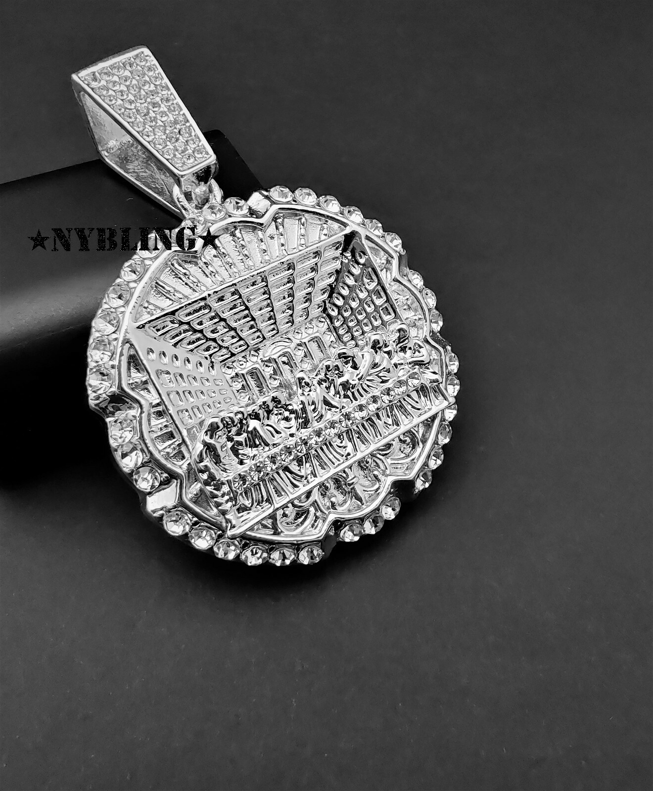 XL Last Supper Pendant with Miami Cuban Link Chain Necklace Plated CZ Jewelry