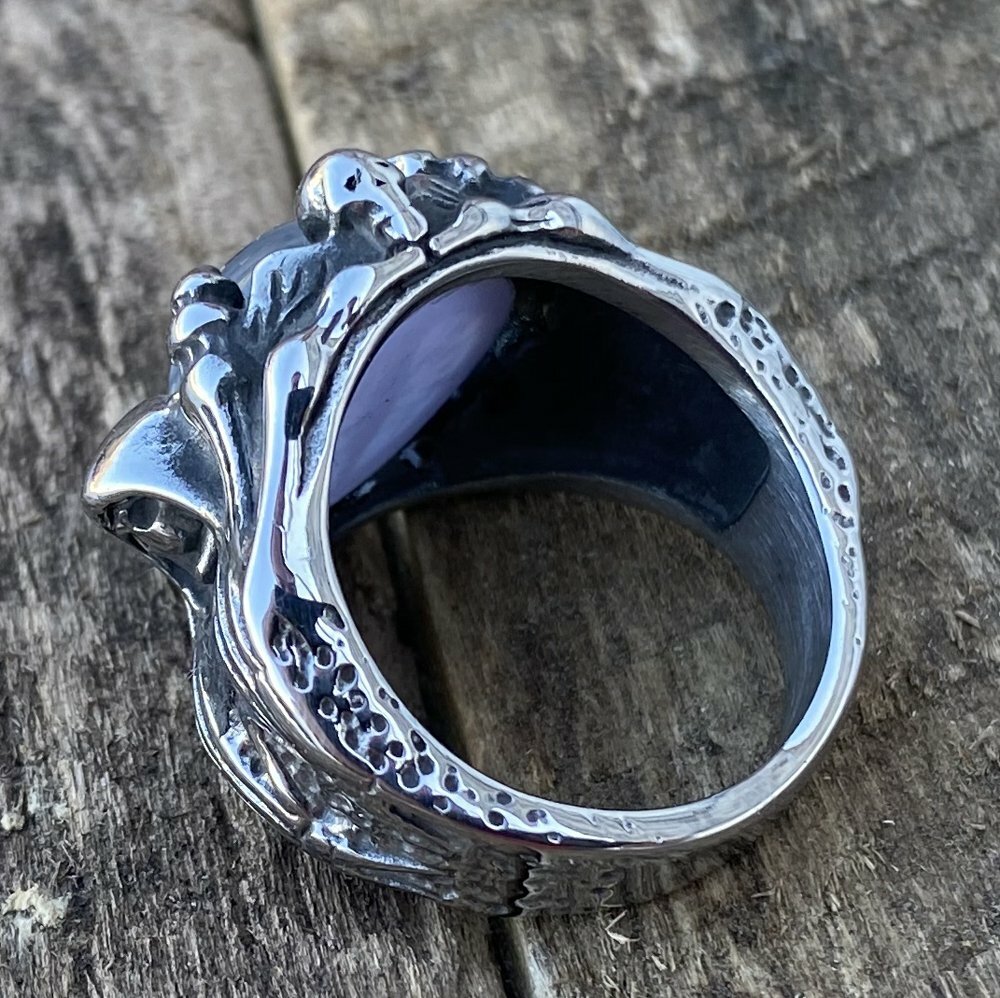 MENDEL Cool Mens Stainless Steel Dragon Claw Blue Evil Eye Eyeball Ring Sz 7-15
