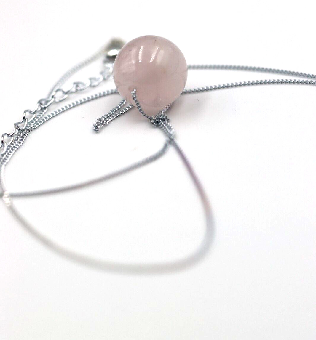 Sterling Silver 925 Rose Quartz Bead On 45cm Chain + 5cm Extender -Free post