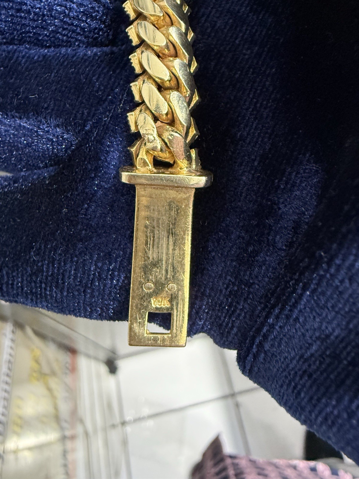 10kt Men’s Cuban Link Bracelet with natural diamonds, Box Clasp Closure