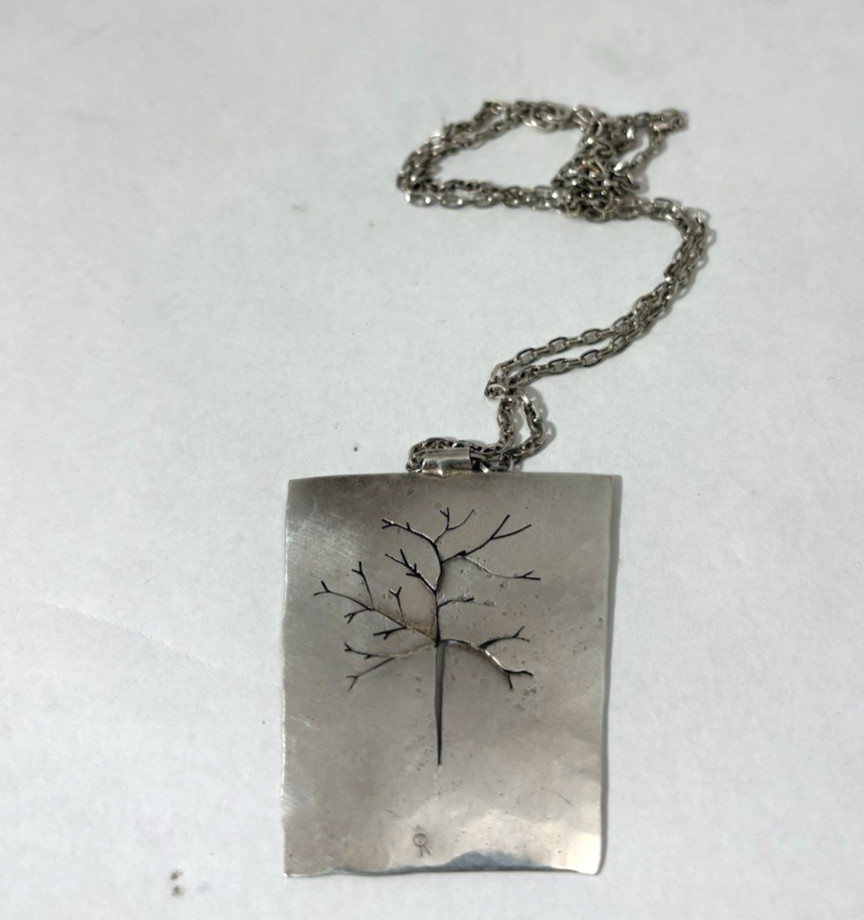 STERLING SILVER TREE Pendant Necklace Studio Artisan Handmade Silversmith Cutout