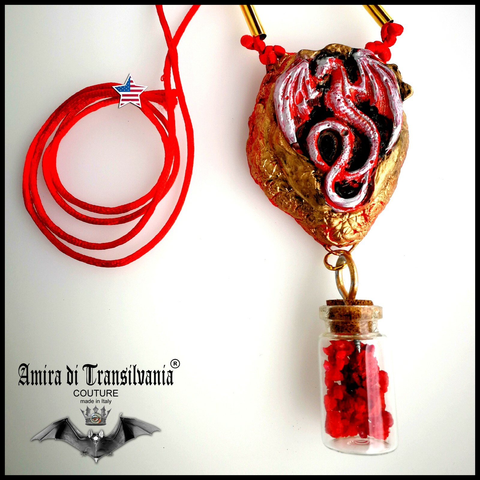 Dragon Blood Urn Gothic Pendant Punk Talisman Necklace Amulet Jewelry Fantasy