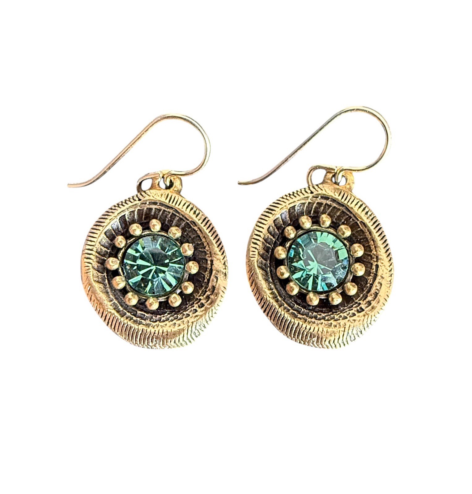 NEW Patricia Locke IMPACT Gold / ERINITE Crystal French Hook EARRINGS USA SIGNED