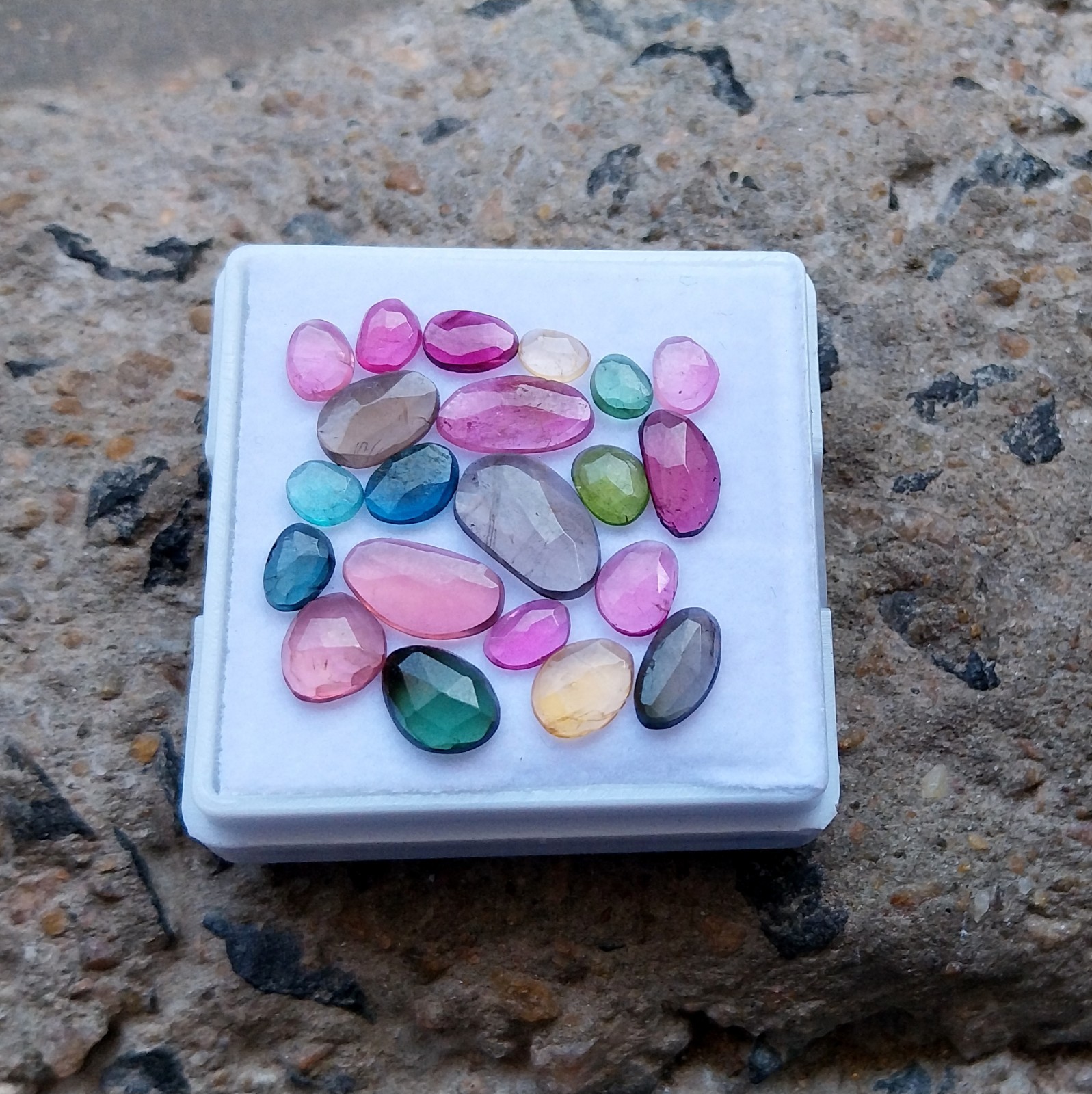 12 Ct 3.5×4.5 to 7×11.5 MM Natural Multi Color Tourmaline Rose Cut 21 Piece Lot