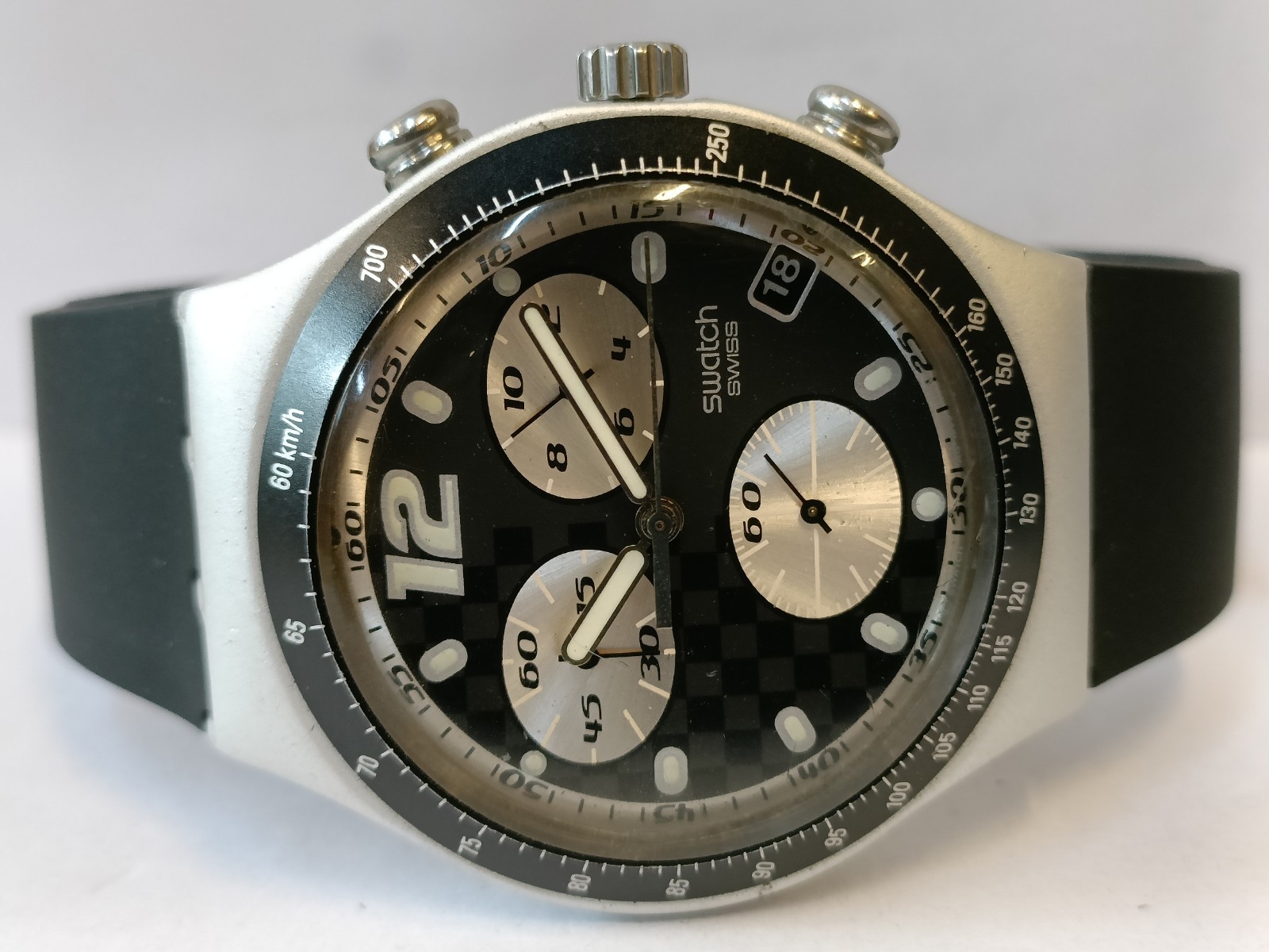 SWATCH IRONY CHRONO QUARTZ ALUMINIUM CASE AG-1999 SWISS MEN’S WORKING CONDITION