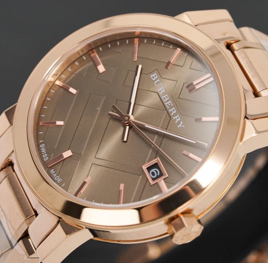 BURBERRY BU9005 Heritage Nova Check Swiss Rosetone 38mm Unisex Watch