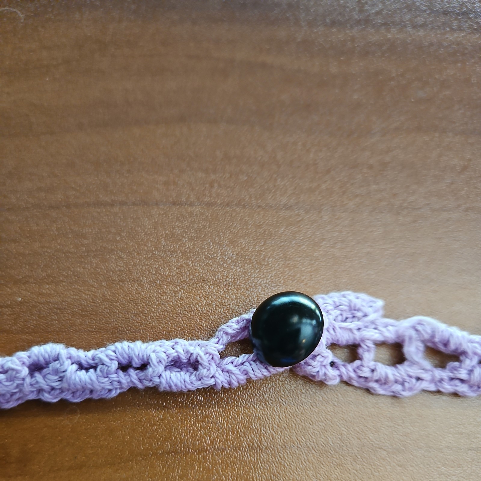 Handcrafted Purple Pink and Brown Button Crochet Necklace