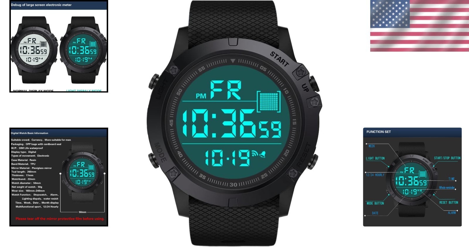 Durable Men’s Military Digital Watch – Shock Resistant & Waterproof Design