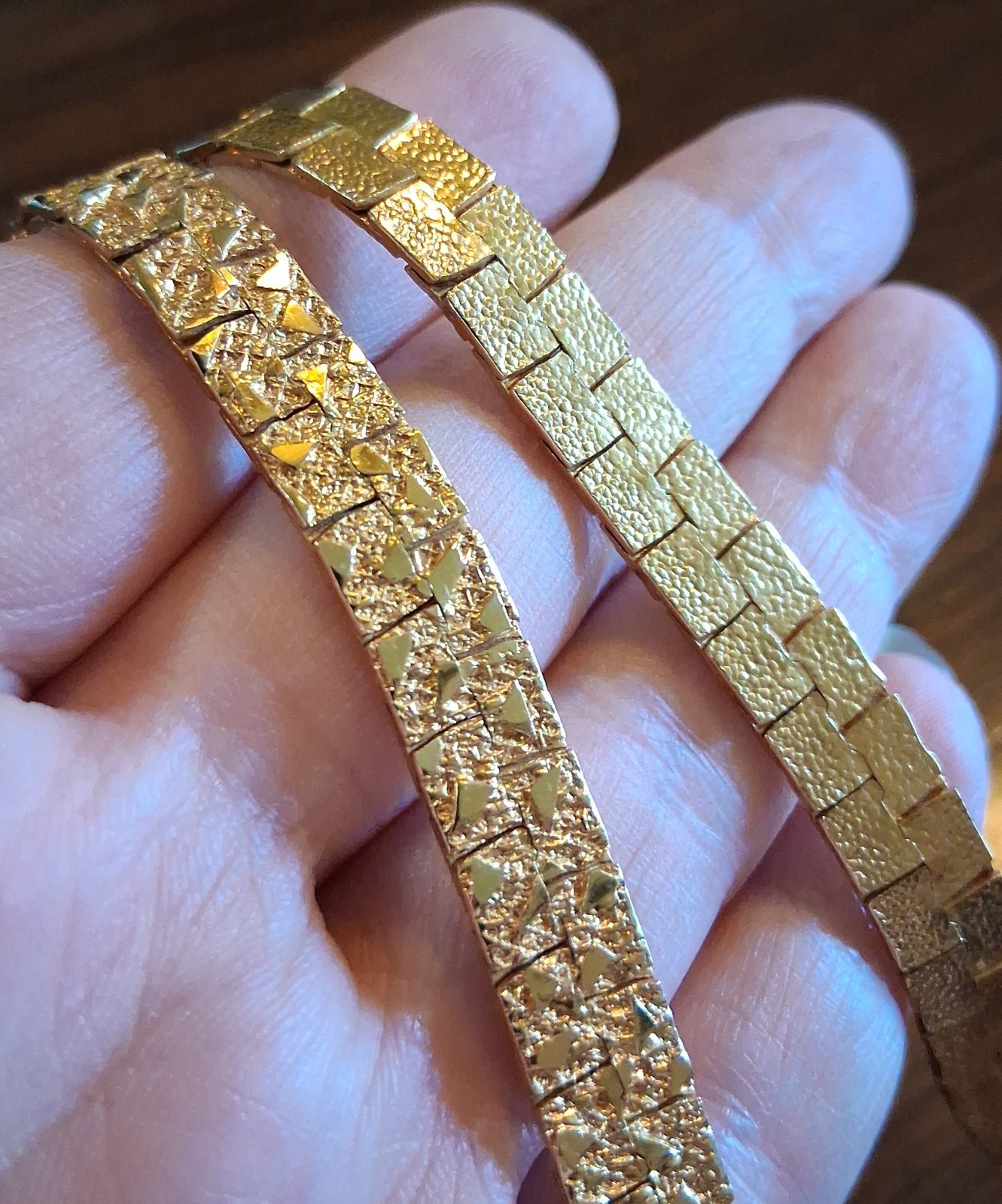 19″ Faux Gold Nugget Style 8mm Wide Chain Vintage(?) See Pics/Description