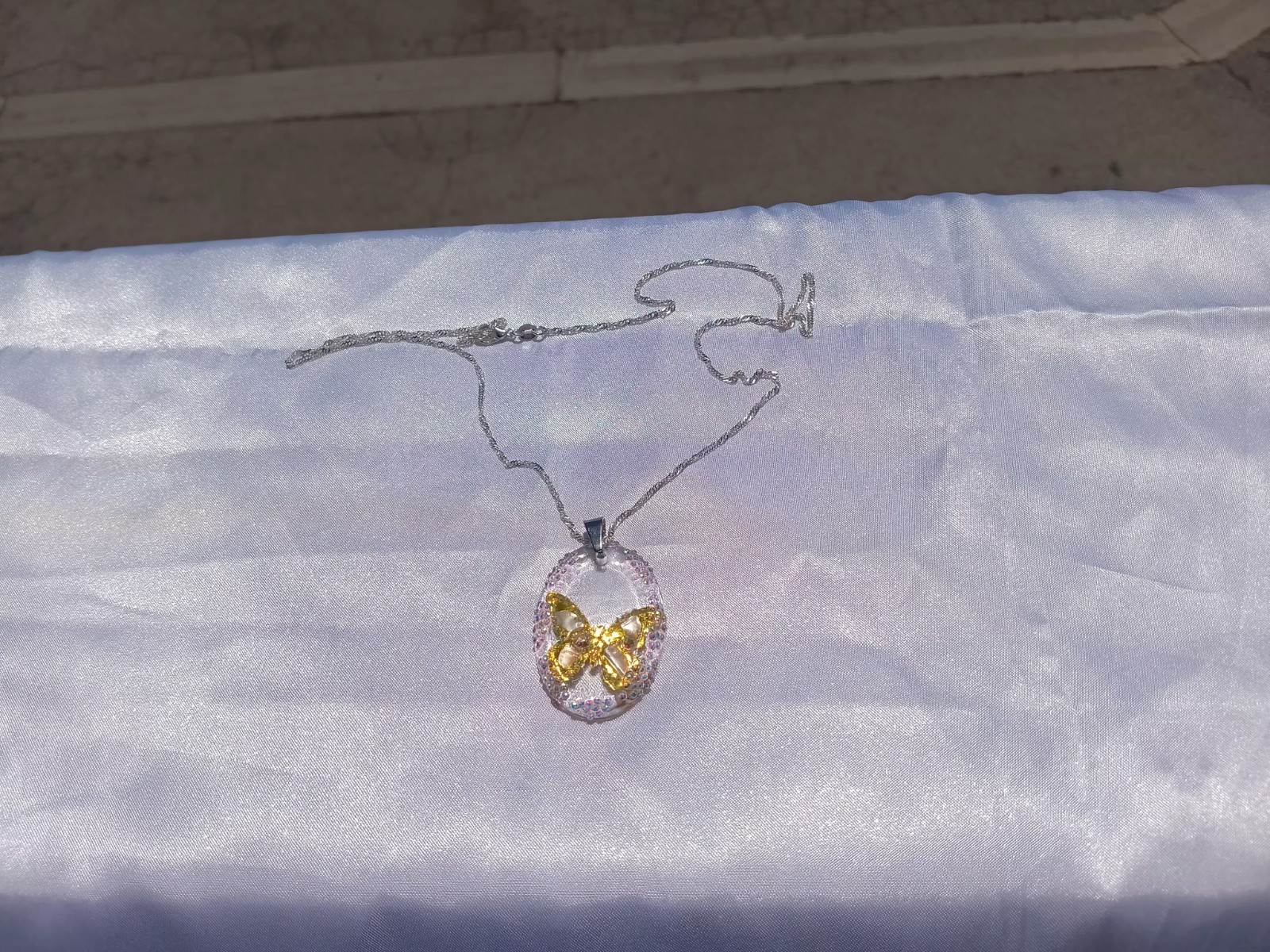 Crystal Butterfly Pendant Necklace, Reversible, Mother of Pearl The Perfect Gift