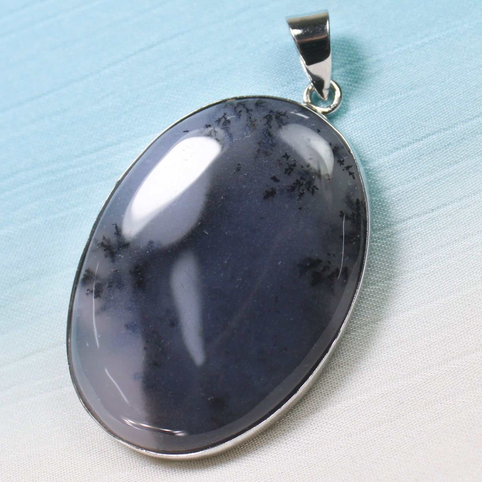 Dendrite Opal Pendant 925 Sterling Silver Vintage Gemstone Jewelry 13.75 g
