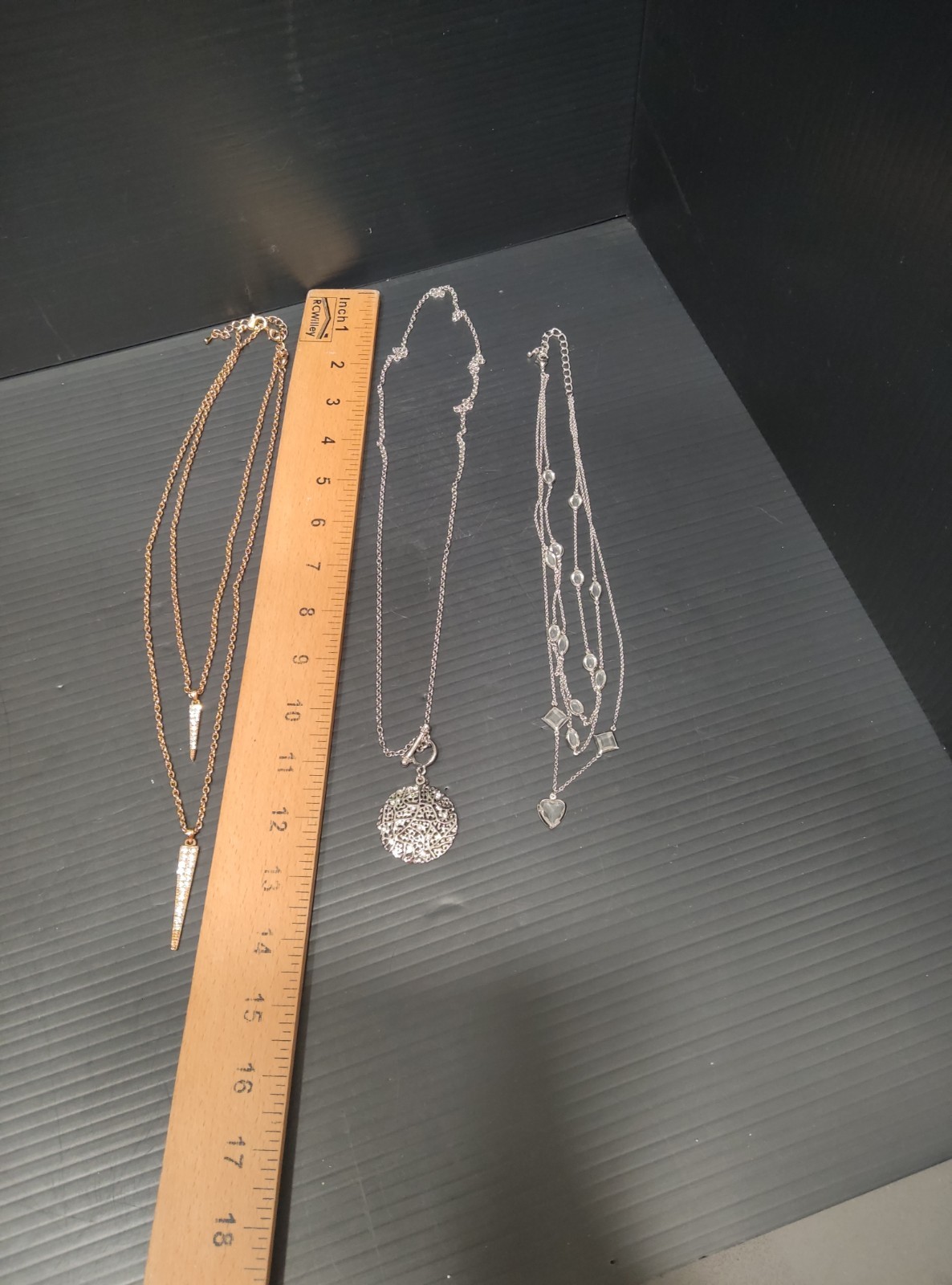 3pc Women’s Fashion Necklace Mixed Lot Metal Gold/Silver Tone Spike & Heart