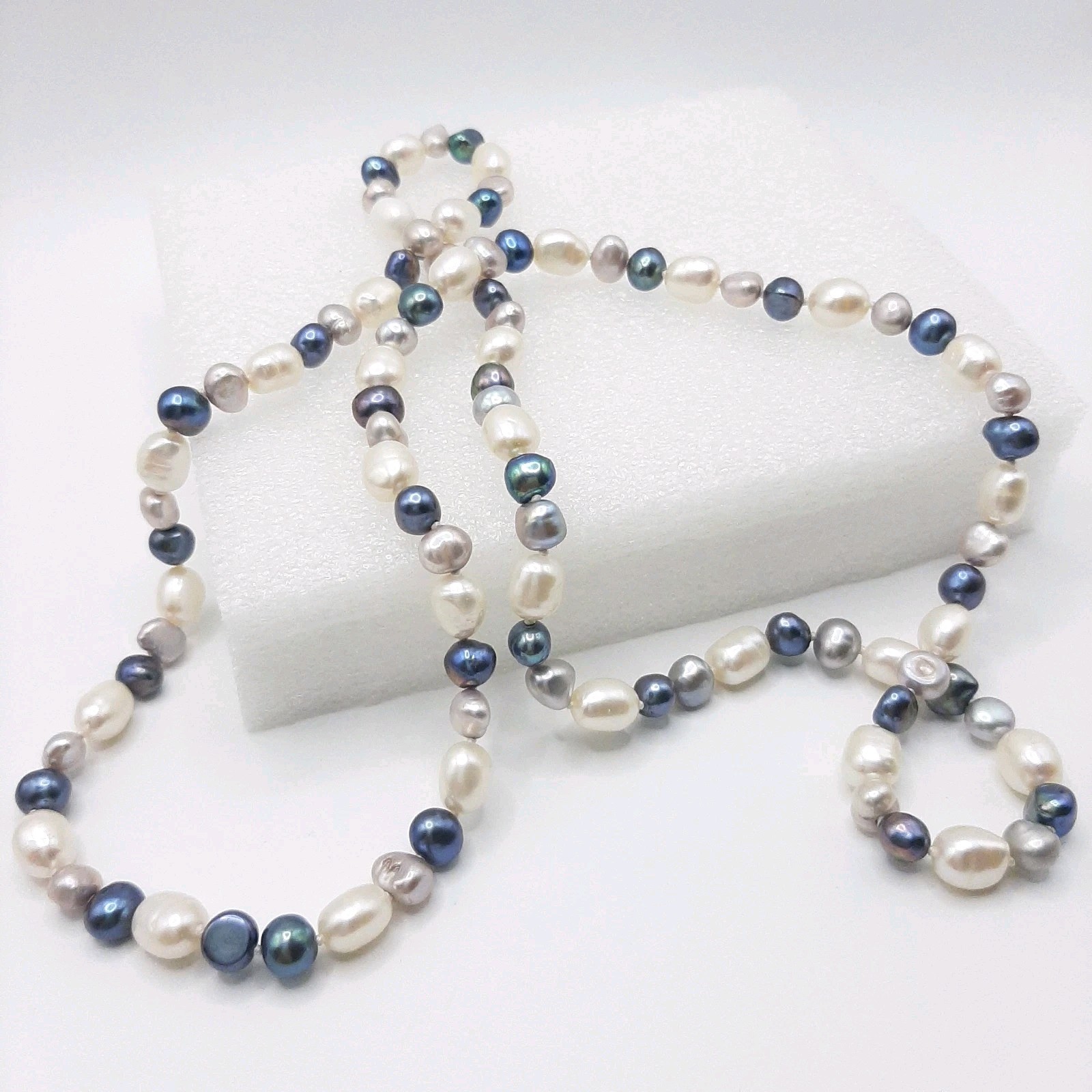 Natural Cultured Baroque Freshwater Pearl Vintage Hand Knotted Necklace 30″