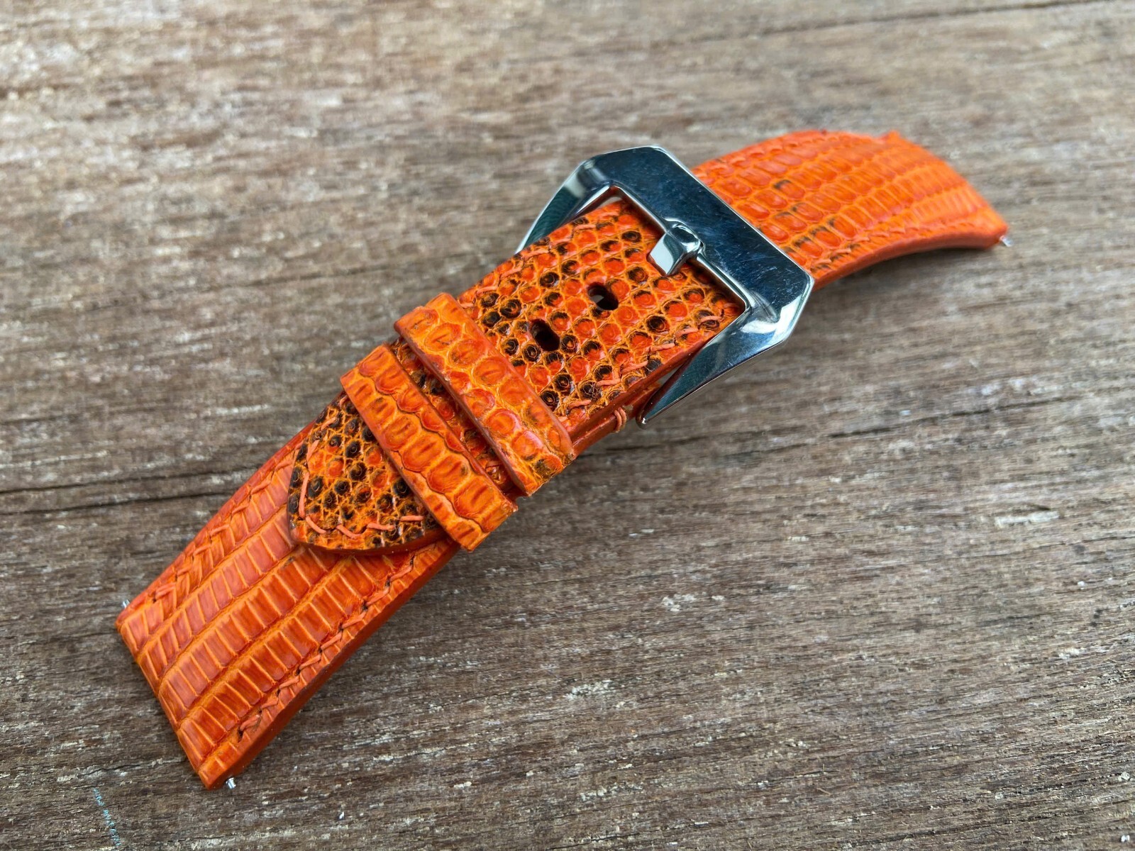 Orange Lizard Leather Watch Strap Band, Size 16mm 18mm 20mm 21mm 22mm 24mm 26mm