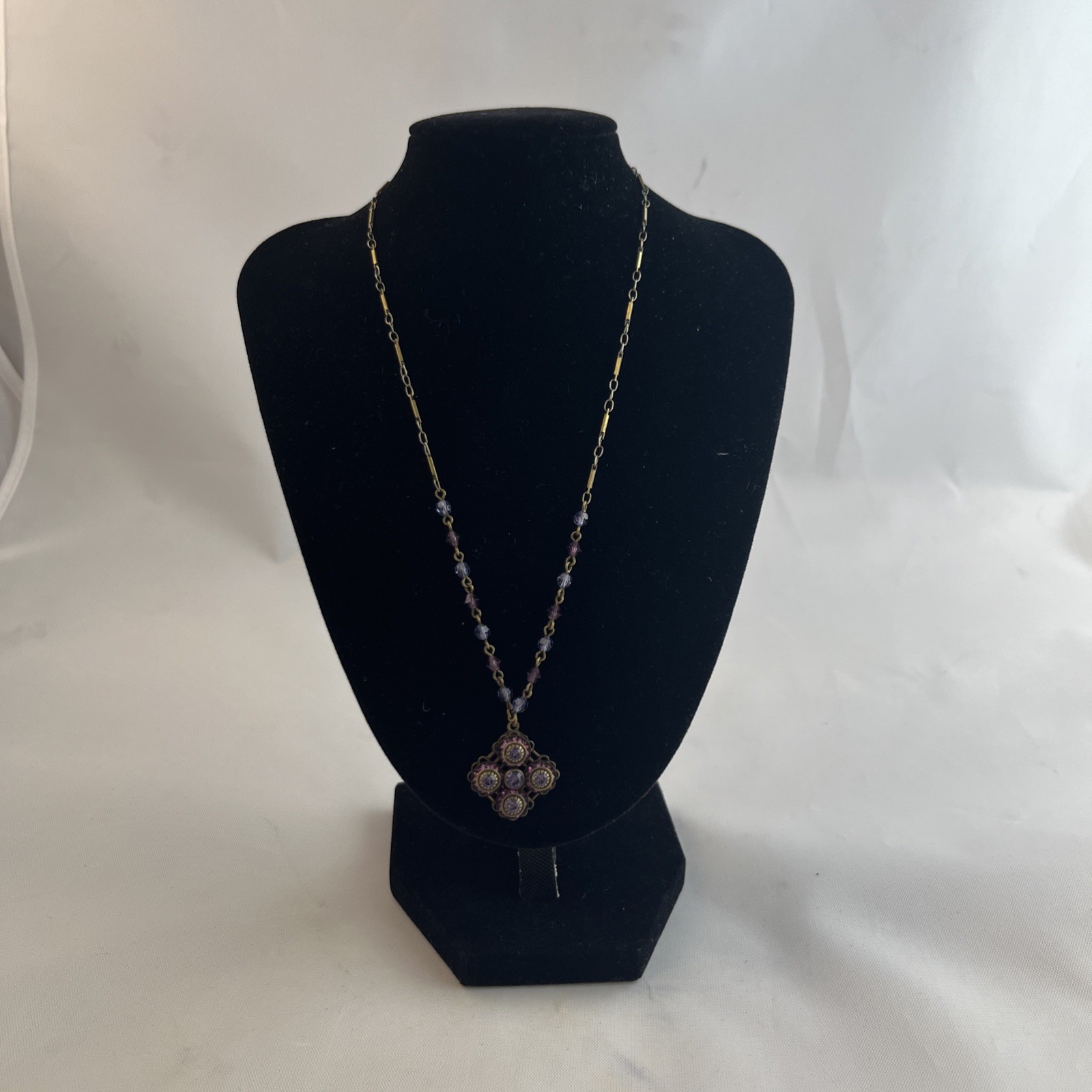 Vintage Liz Palacios Amethyst Studded Gold Tone Necklace