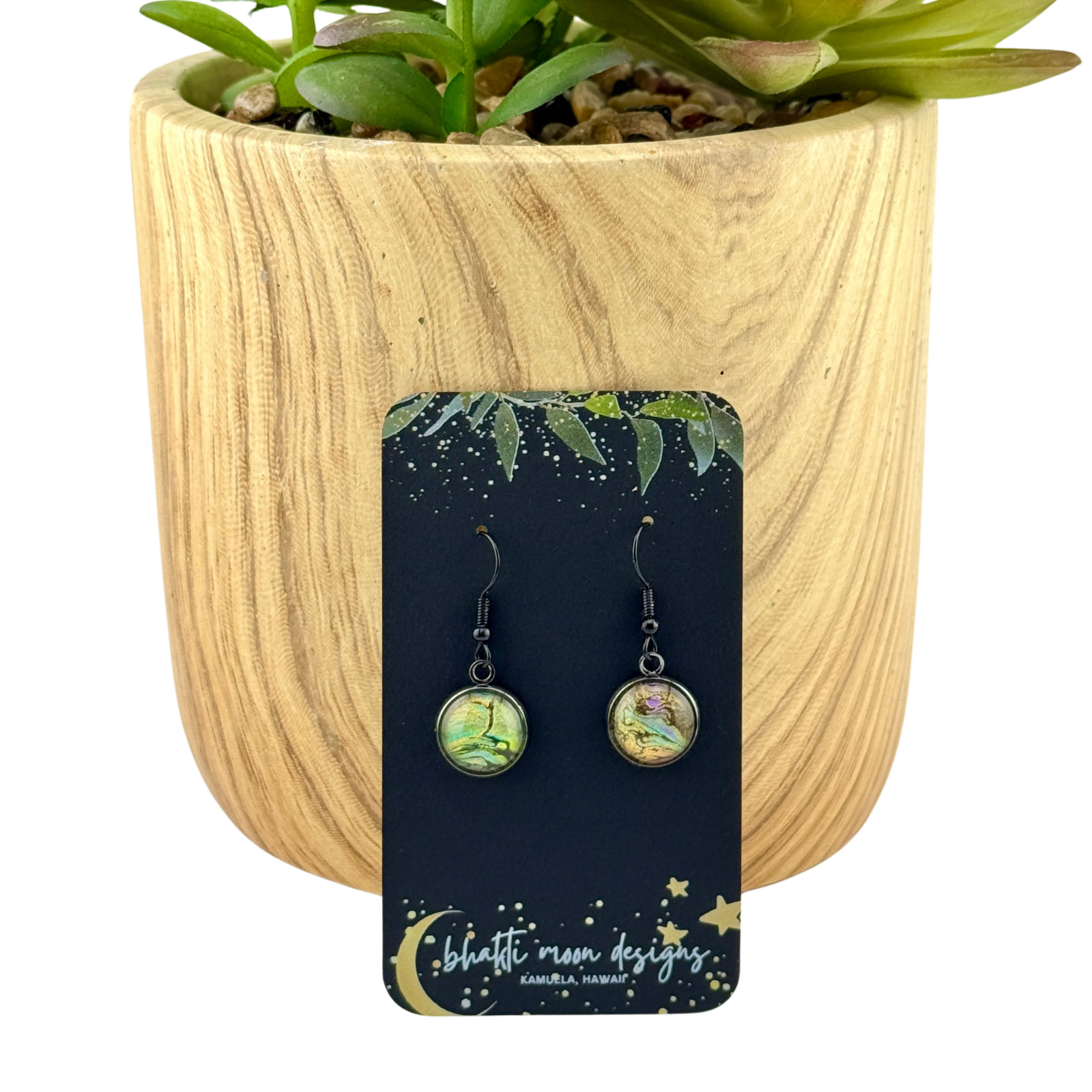 Dangle Earrings Handmade “Lizard Gold” Electroplated Sterling Silver Earwires