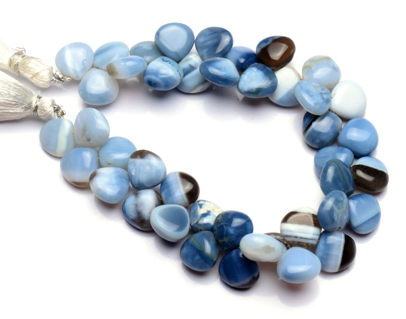 Natural Gem Peru Blue Opal 10mm Approx. Size Smooth Heart Shape Beads 8″ 138Cts.