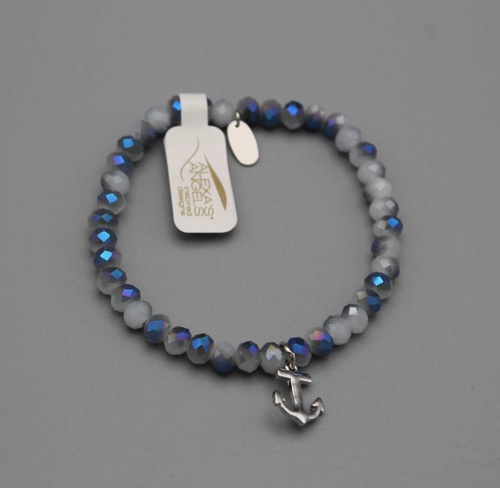 Alexa’s Angels 7″ Stretch Semi-Precious Gemstone Bracelet Anchor Charm Blue (5)