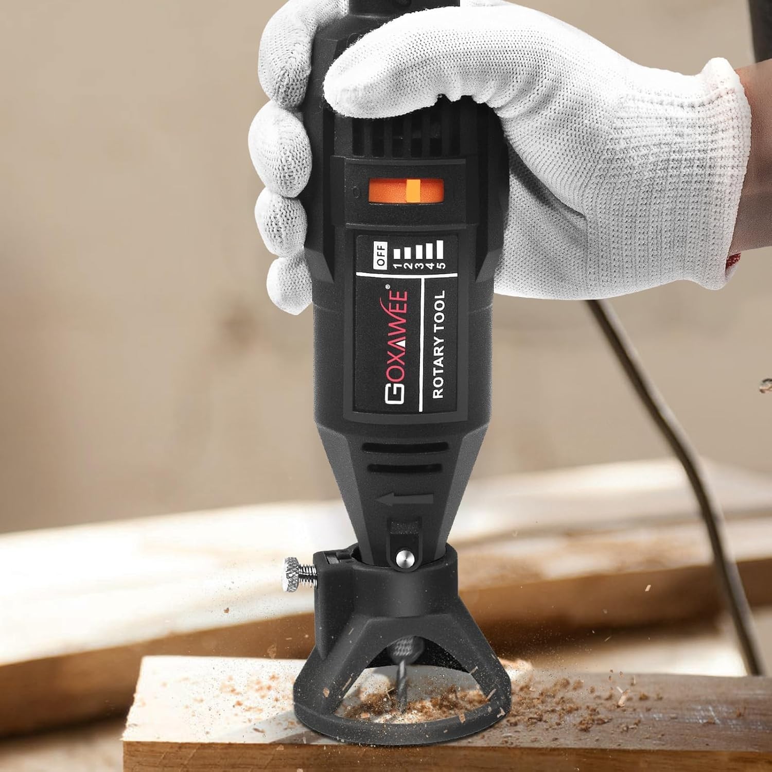 GOXAWEE Rotary Tool Kit with MultiPro Keyless Chuck and Flex Shaft Black