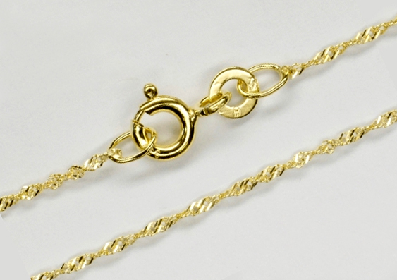 REAL GOLD *** Fine Twisted Bangle Bracelet Singapore Chain / 16-17-18-19cm