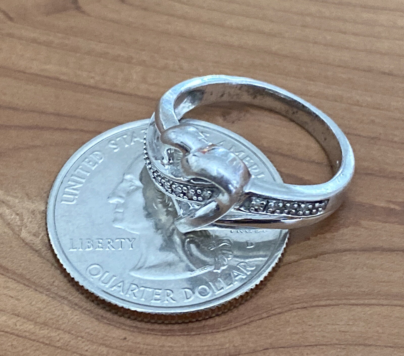 Vintage Wilson Brothers Jewelry 925 Open Heart Diamond Chips Promise Ring Size 7