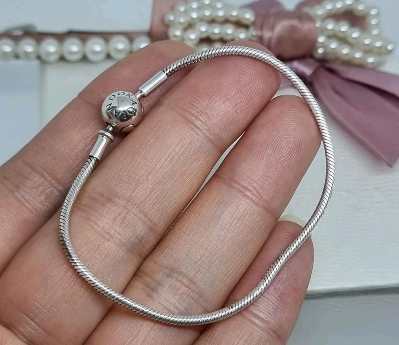 Genuine Pandora ESSENCE Snake Chain Bracelet Thin Chain 16cm 💕 R11