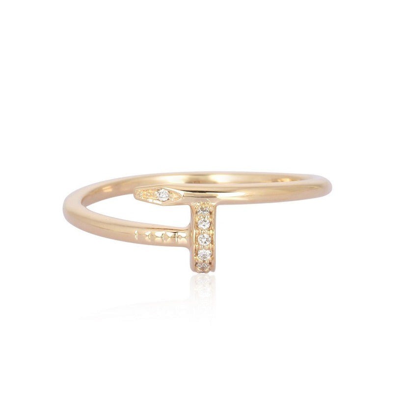 Beauty Diamond 14K (or 18k upon request) Yellow Gold Open Wrap Ring