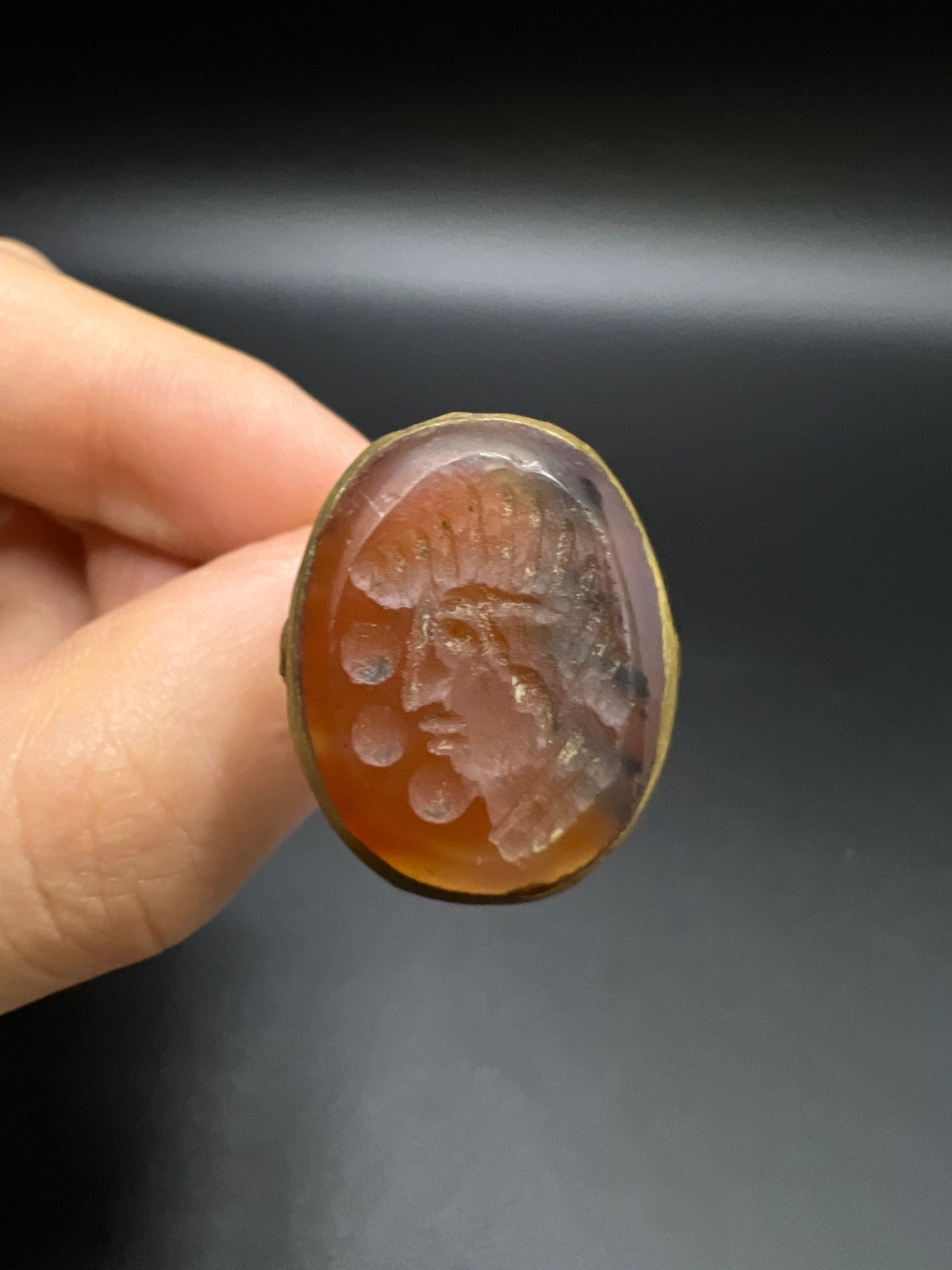 Vintage Carnelian Intaglio Ring Size 8 Roman Warrior Portrait Ring Handmade