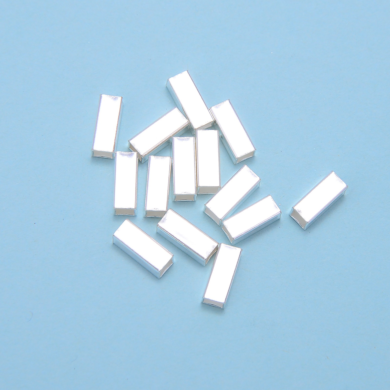 925 Sterling Silver Rectangle Tube Beads Size 4x10mm 6 Pieces Per Bag