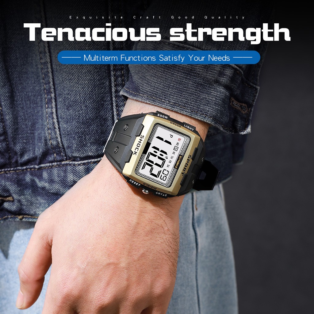 Waterproof Wrist Watch Mens Sports Army Digital Large LED Screen Military Watch