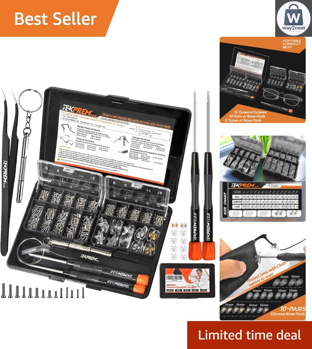 Magnetic Eyeglass Repair Tool Kit with Screws and Nose Pads for Effortless Fixes
