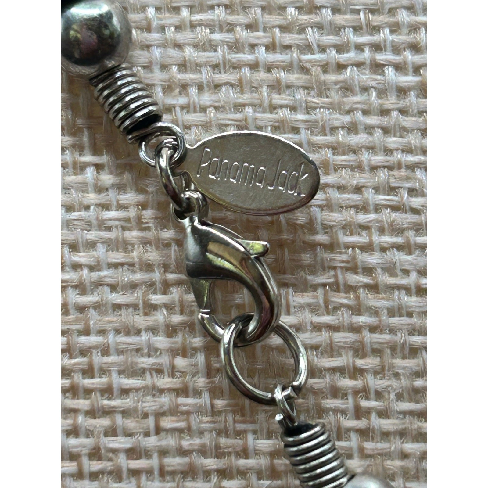 Panama Jack Wood Bead Necklace 18″ Silver Tone Earth Tones Boho Casual New