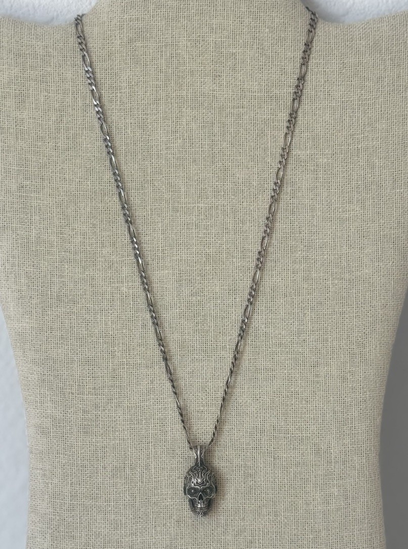 William Henry Cristobal Skull Sterling Silver Pendant Necklace/Chain Italy #11
