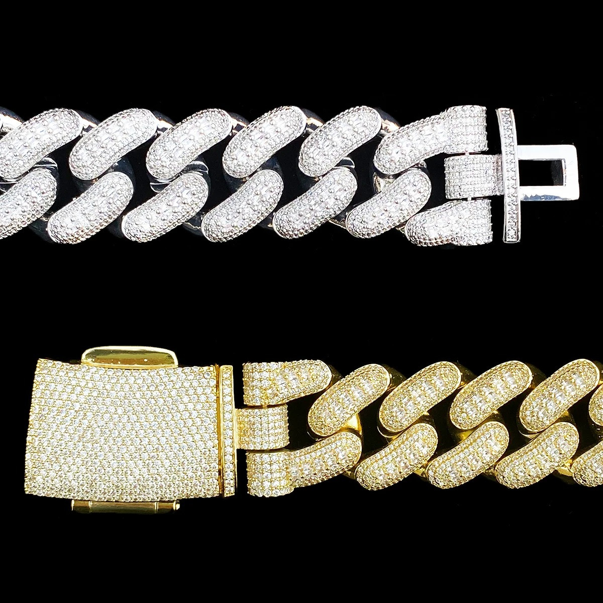 5AAA+ CZ Ice Out Hop Hip Bling Miami Cuban Chain 14k Real Gold Plated 32MM