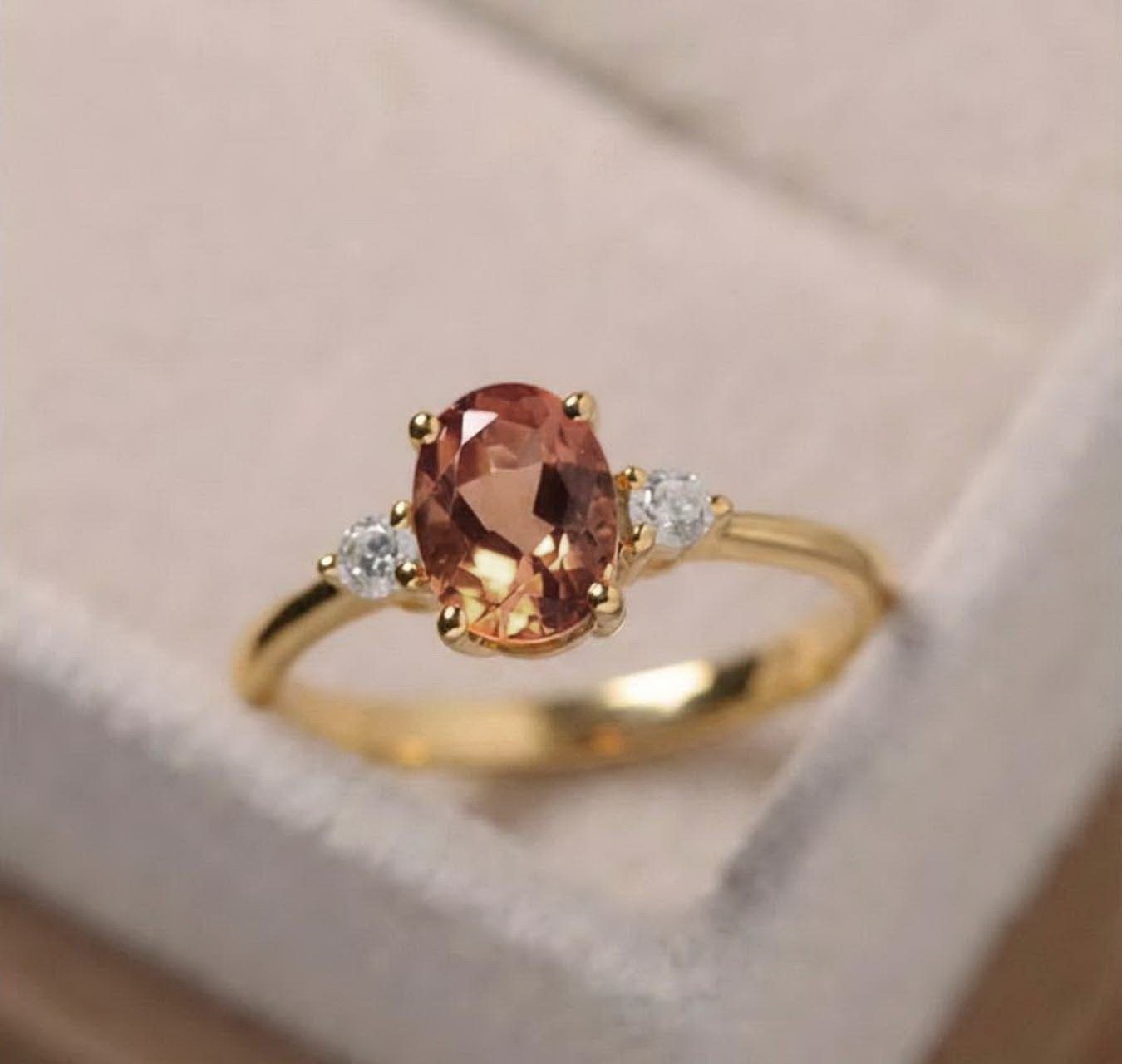Genuine Imperial Topaz Ring Silver Sterling Free Resize Ring Size 7 Gold Plated