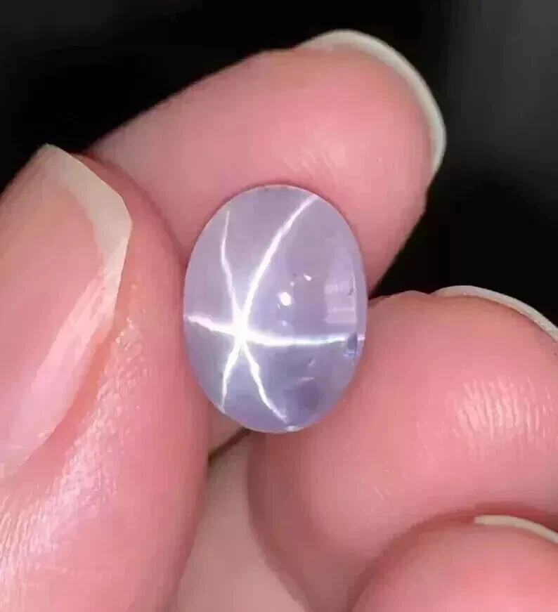 Cabochon Shape Natural White Star Sapphire 8.05 Ct Oval Loose Certified Gemstone