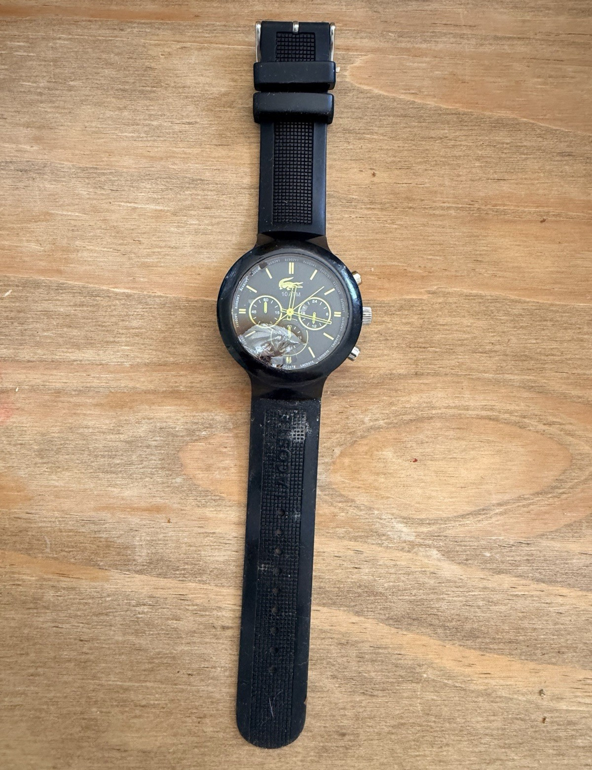 Lacoste Men’s Quartz Chronograph 100m Wristwatch Black/Yellow Rubber Strap
